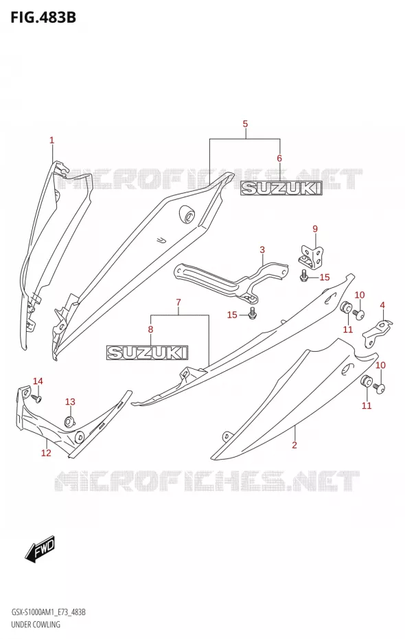 CARENAGES INFERIEUR (FLANCS)GSX-S1000AZ) Suzuki MOTO 1000 GSX-S 2021  GSX-S1000A M1 /​ GSX-S1000AZ M1 (E73)
