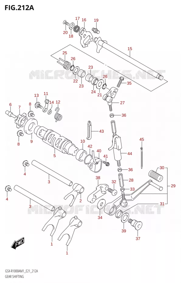 ENSEMBLE DE SELECTION DE VITESSES Suzuki MOTO 1000 GSX-R 2021  GSX-R1000RA M1 /​ GSX-R1000RZA M1 (E21)