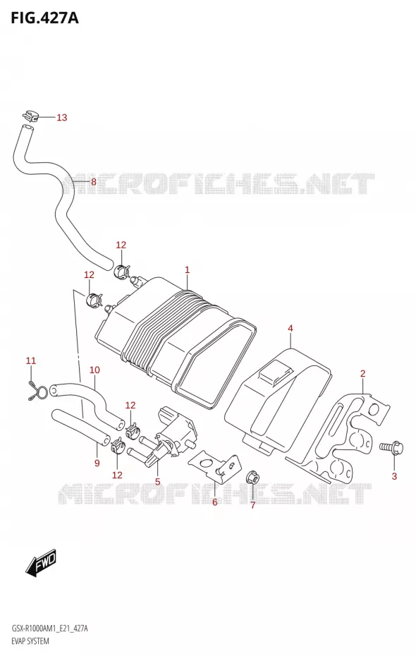 SYSTÈME DE RECYCLAGE VAPEURS CARBURANT Suzuki MOTO 1000 GSX-R 2021  GSX-R1000A M1 /​ GSX-R1000ZA M1