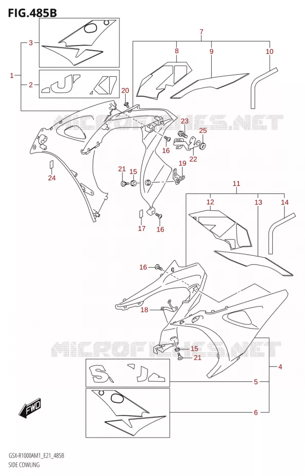 FLANCS DE CARENAGES000RA) Suzuki MOTO 1000 GSX-R 2021  GSX-R1000A M1 /​ GSX-R1000ZA M1