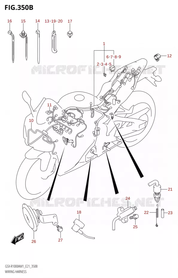 FAISCEAU ELECTRIQUER1000A,GSX-R1000ZA) Suzuki MOTO 1000 GSX-R 2021  GSX-R1000RA M1 /​ GSX-R1000RZA M1 (E21)
