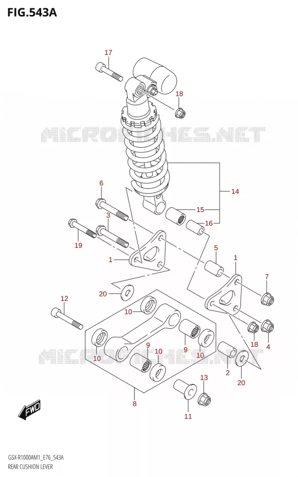 BIELLETTE DE SUSPENSION ARRIERESX-R1000ZA) Suzuki MOTO 1000 GSX-R 2021  GSX-R1000A M1 /​ GSX-R1000ZA M1  ( E76 ECE2 E17,22,39 )