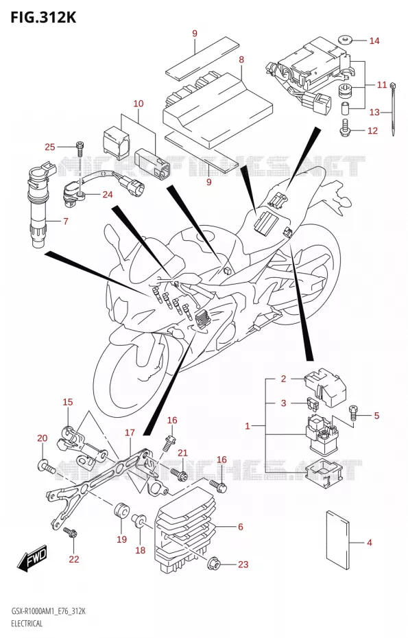 PARTIE ELECTRIQUE000A,GSX-R1000ZA) Suzuki MOTO 1000 GSX-R 2021  GSX-R1000A M1 /​ GSX-R1000ZA M1  ( E76 ECE2 E17,22,39 )