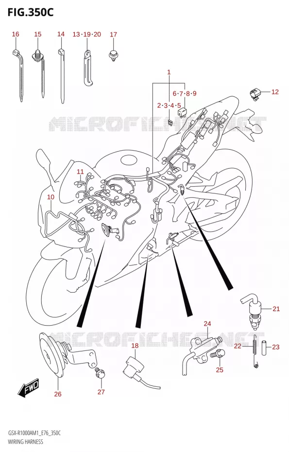 FAISCEAU ELECTRIQUER1000RA,GSX-R1000RZA) Suzuki MOTO 1000 GSX-R 2021  GSX-R1000A M1 /​ GSX-R1000ZA M1  ( E76 ECE2 E17,22,39 )