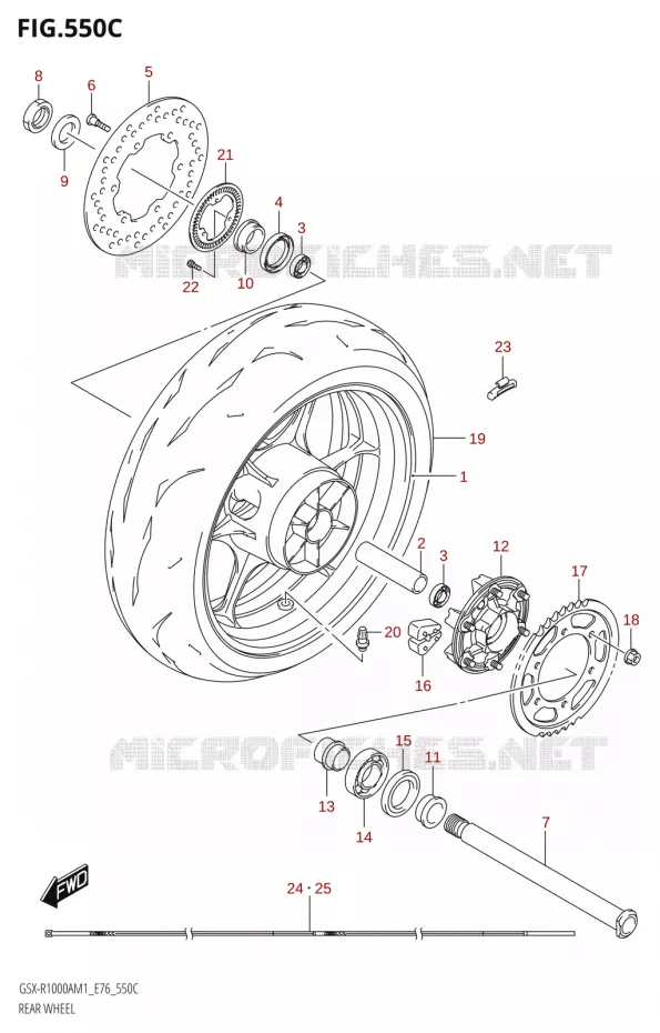 ROUE ARRIERESX-R1000RA) Suzuki MOTO 1000 GSX-R 2021  GSX-R1000A M1 /​ GSX-R1000ZA M1  ( E76 ECE2 E17,22,39 )