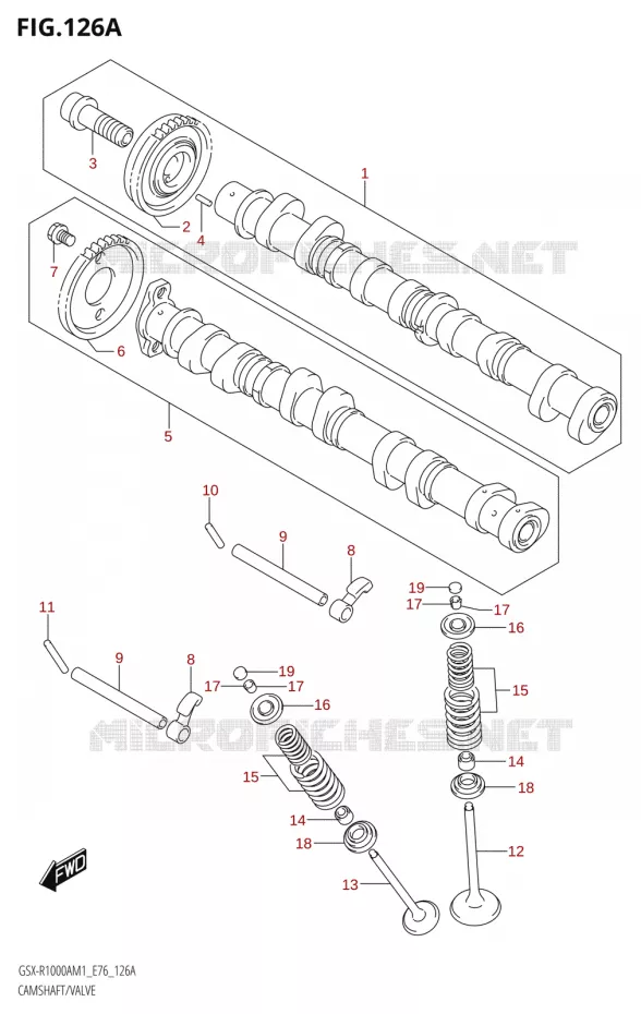 ARBRE A CAMES - SOUPAPES Suzuki MOTO 1000 GSX-R 2021  GSX-R1000A M1 /​ GSX-R1000ZA M1  ( E76 ECE2 E17,22,39 )