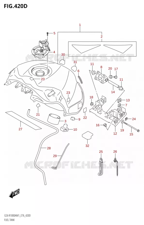 RESERVOIR D'ESSENCEZA,GSX-R1000RZA) Suzuki MOTO 1000 GSX-R 2021  GSX-R1000A M1 /​ GSX-R1000ZA M1  ( E76 ECE2 E17,22,39 )