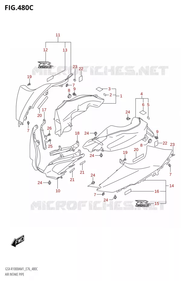 PRISE D AIR (GSX-R1000ZA) Suzuki MOTO 1000 GSX-R 2021  GSX-R1000A M1 /​ GSX-R1000ZA M1  ( E76 ECE2 E17,22,39 )