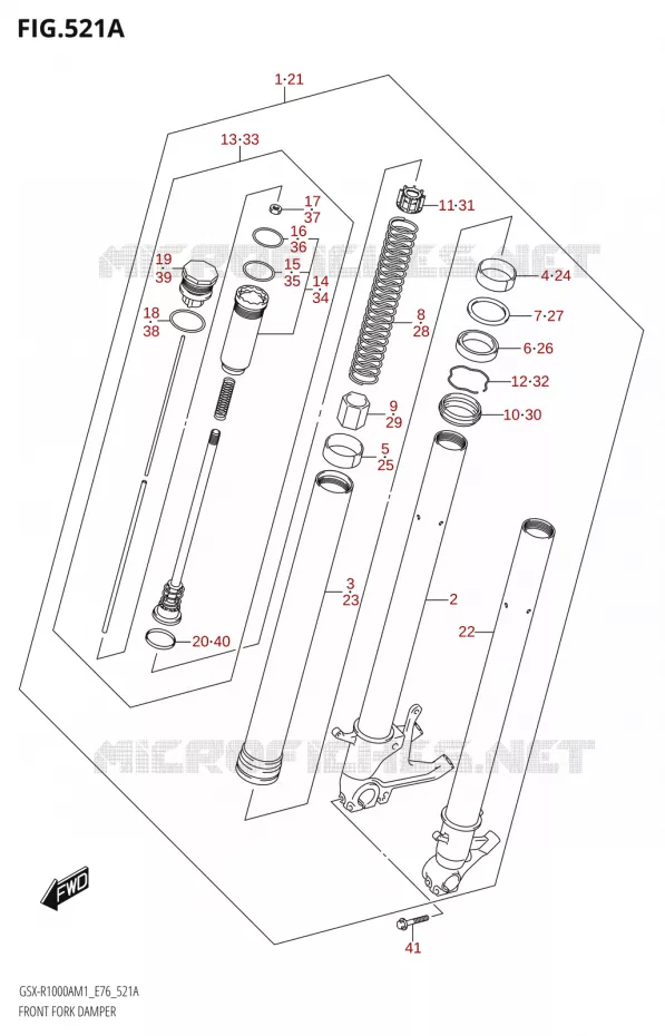 FOURCHERK DAMPER (GSX-R1000A,GSX-R1000ZA) Suzuki MOTO 1000 GSX-R 2021  GSX-R1000A M1 /​ GSX-R1000ZA M1  ( E76 ECE2 E17,22,39 )