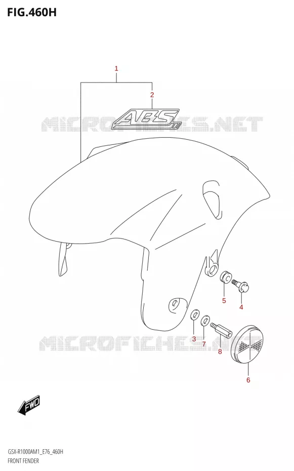 GARDE BOUE AVANT-R1000RA) Suzuki MOTO 1000 GSX-R 2021  GSX-R1000A M1 /​ GSX-R1000ZA M1  ( E76 ECE2 E17,22,39 )