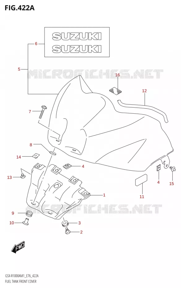 COUVRE RESERVOIR (GSX-R1000A) Suzuki MOTO 1000 GSX-R 2021  GSX-R1000A M1 /​ GSX-R1000ZA M1  ( E76 ECE2 E17,22,39 )