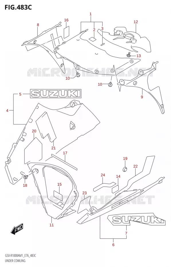 SABOT COWLING (GSX-R1000ZA,GSX-R1000RZA) Suzuki MOTO 1000 GSX-R 2021  GSX-R1000A M1 /​ GSX-R1000ZA M1  ( E76 ECE2 E17,22,39 )