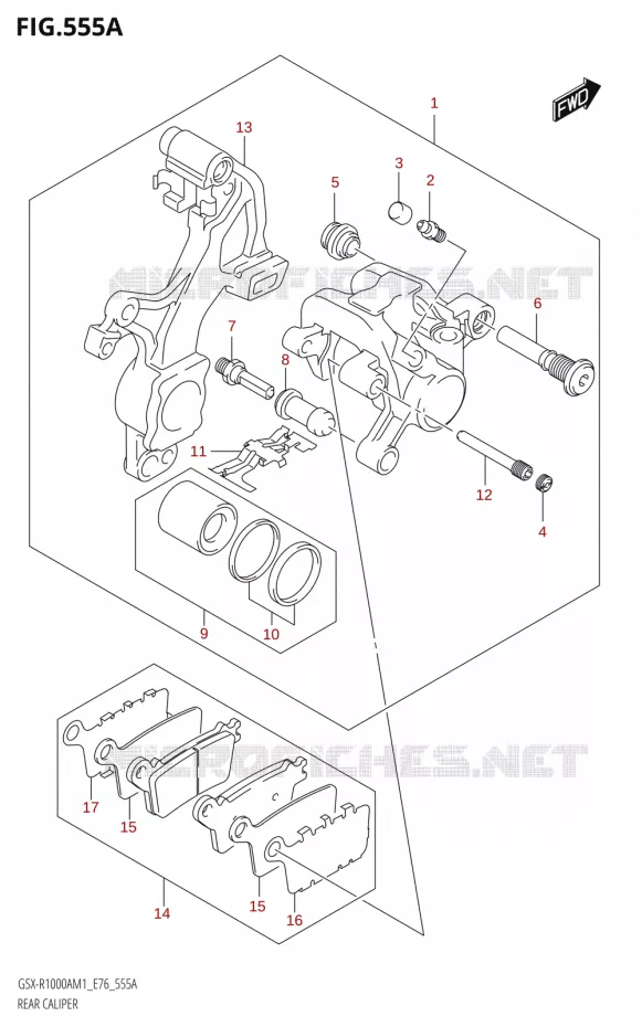 ETRIER DE FREIN ARRIERE Suzuki MOTO 1000 GSX-R 2021  GSX-R1000A M1 /​ GSX-R1000ZA M1  ( E76 ECE2 E17,22,39 )