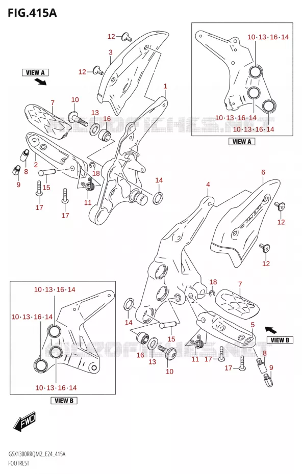 REPOSE PIEDS Suzuki MOTO 1300 HAYABUSA 2022  GSX1300RRQ / RRQZ M2 (E24)