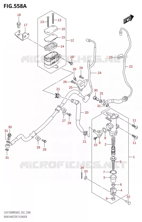 MAITRE CYLINDRE DE FREIN ARRIERE Suzuki MOTO 1300 HAYABUSA 2022  GSX1300RRQZ  M2 (E19)