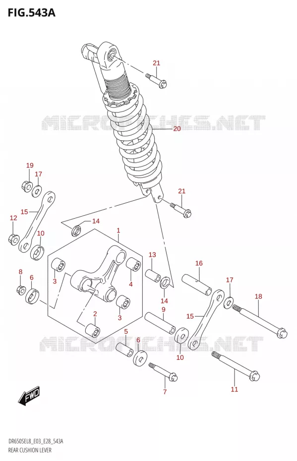 BIELLETTE DE SUSPENSION ARRIERE03) Suzuki MOTO 650 DR 2018  DR650SE L8 (E03)