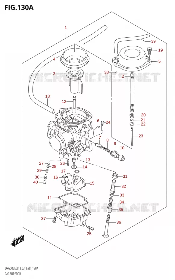 CARBURATEURDR650SE:L8:E03) Suzuki MOTO 650 DR 2018  DR650SE L8 (E03)