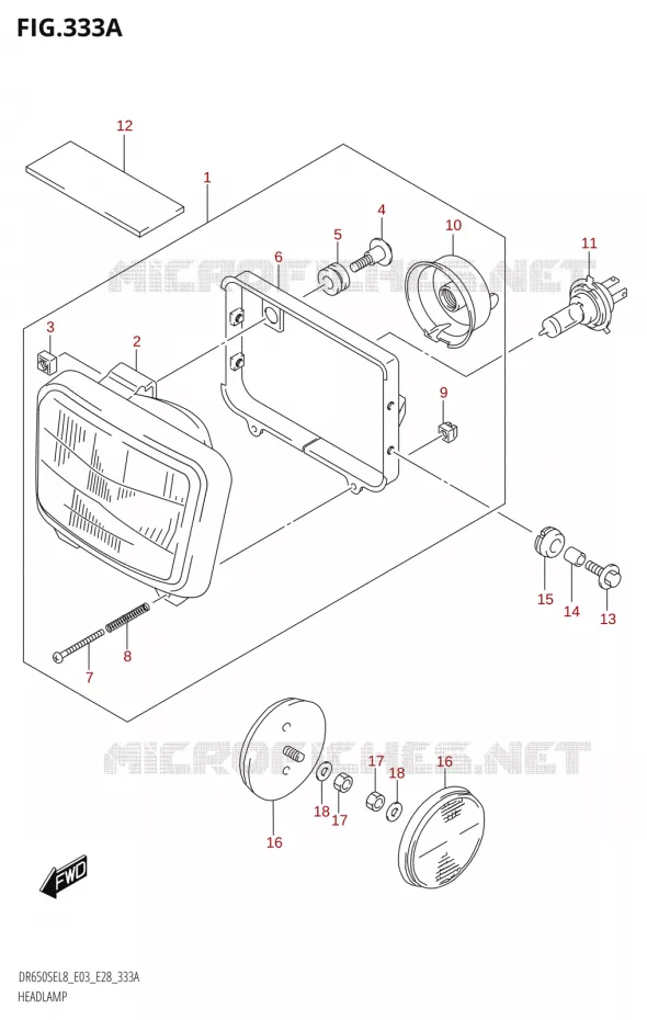 PHARE Suzuki MOTO 650 DR 2018  DR650SE L8 (E03)