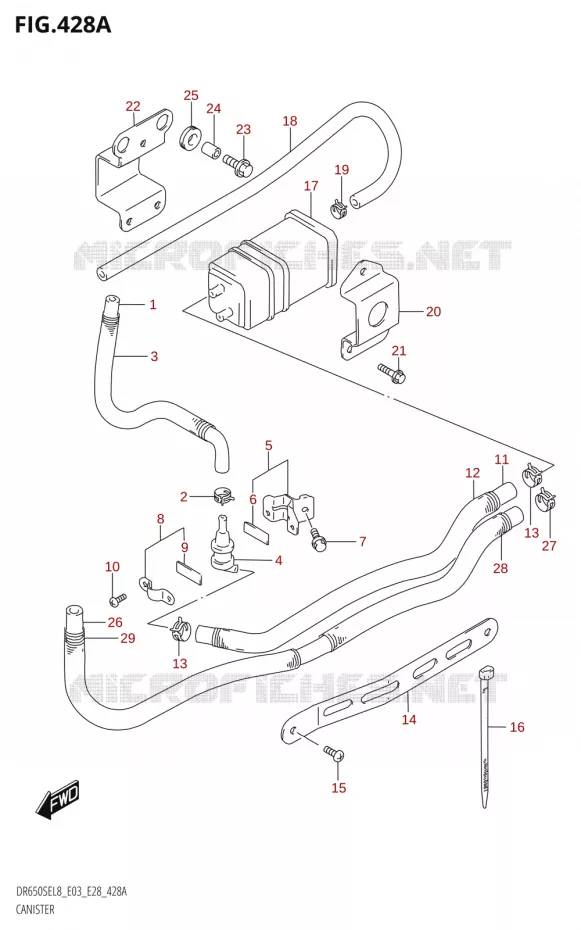 RENIFLARDDR650SE:L8:E33) Suzuki MOTO 650 DR 2018  DR650SE L8 (E03)