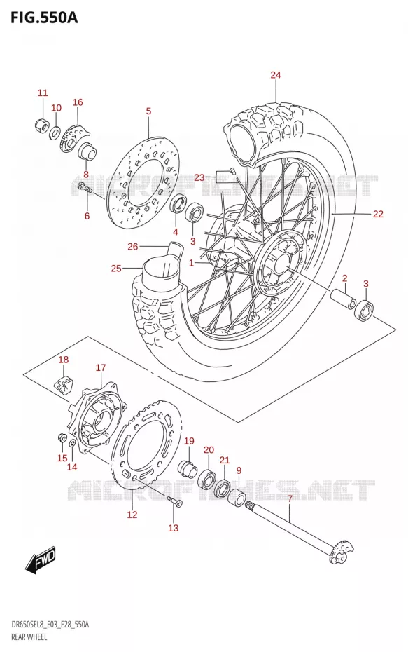 ROUE ARRIERE Suzuki MOTO 650 DR 2018  DR650SE L8 (E03)