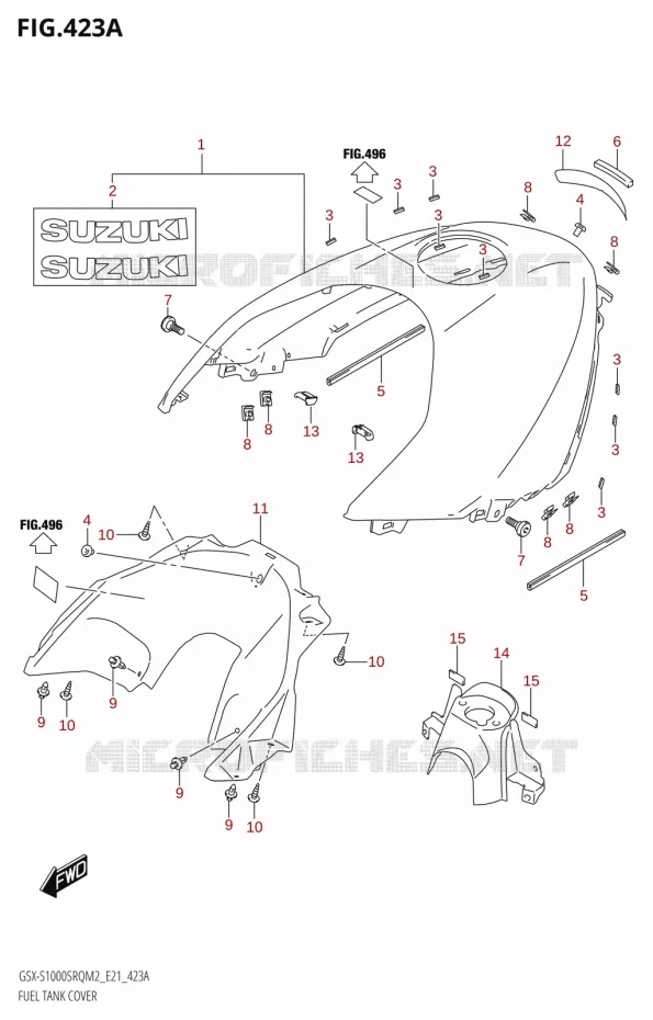 COUVRE RESERVOIR Suzuki MOTO 1000 KATANA 2022  GSX-S1000SRQ M2 (E21)