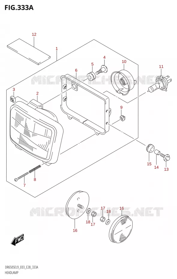 PHARE Suzuki MOTO 650 DR 2019  DR650SE L9 (E03)