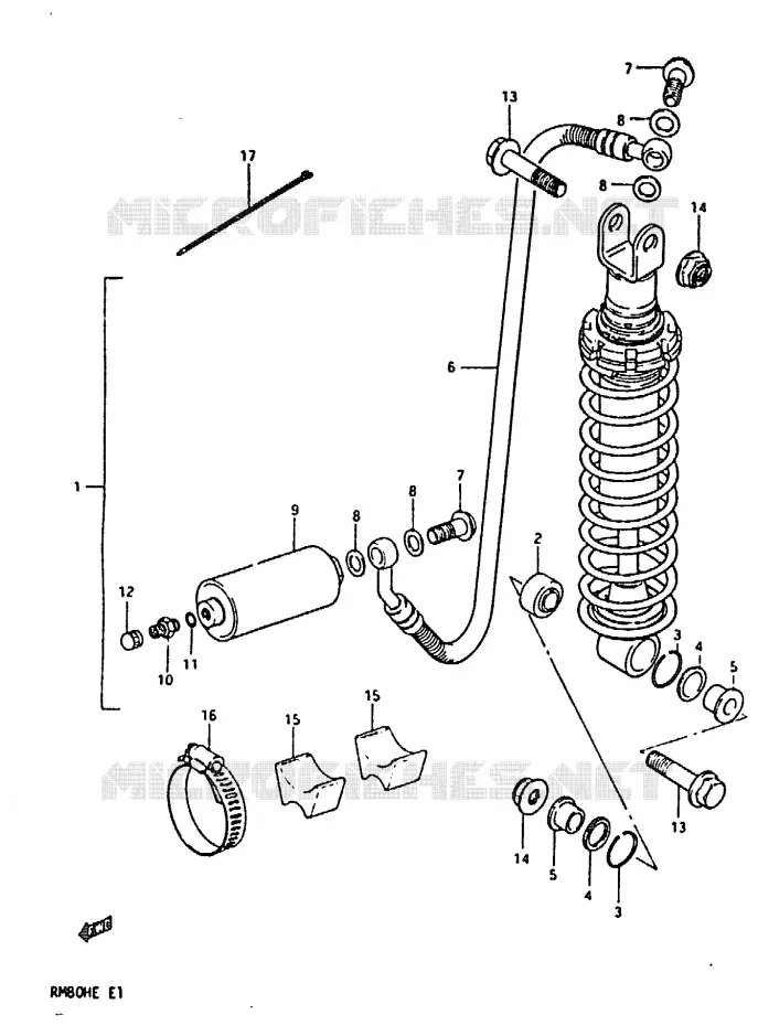AMORTISSEUR ARRIERE (MODELE D) Suzuki MOTO 80 RM 1984  RM80HE(D/E)