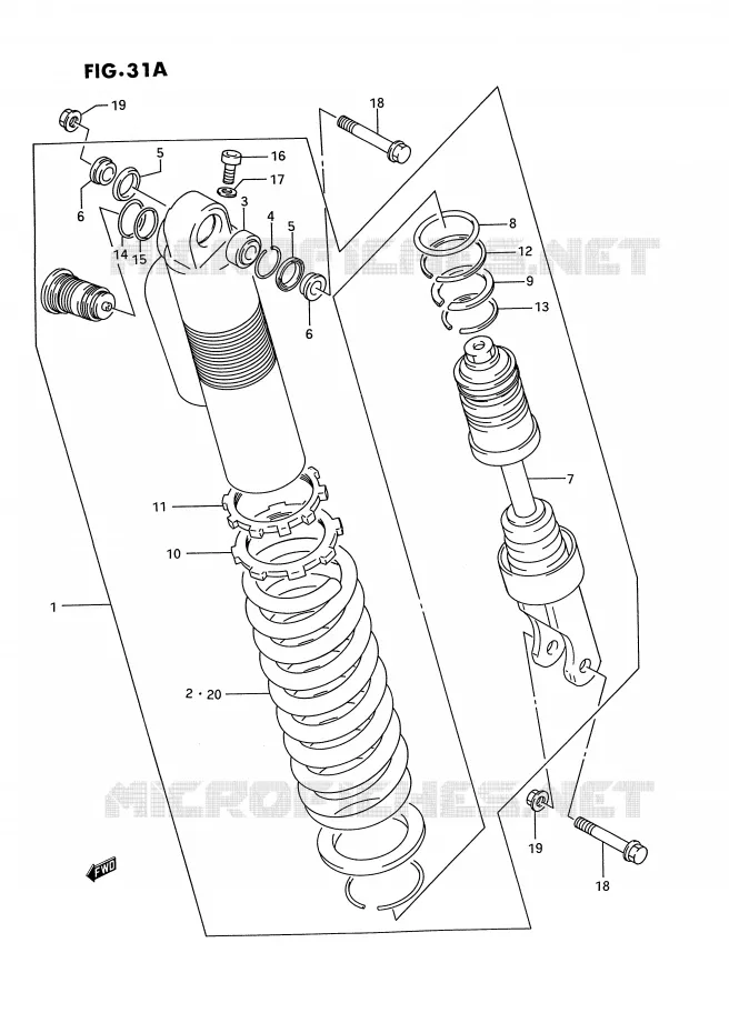 AMORTISSEUR (MODELE P) Suzuki MOTO 125 RM 1995  RM125S(E2)