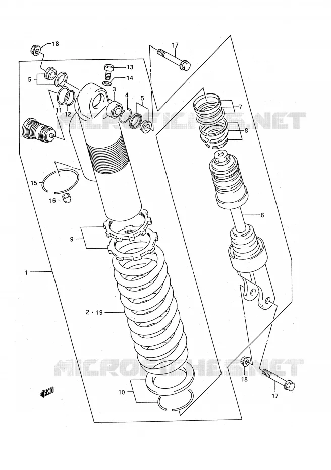 AMORTISSEUR (MODELE S) Suzuki MOTO 125 RM 1992  RM125N(E28)