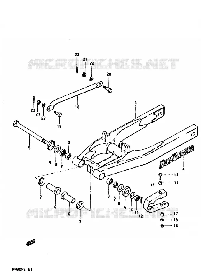 BRAS OSCILLANT ARRIERE (MODELE E) Suzuki MOTO 80 RM 1983  RM80HD(D/E)