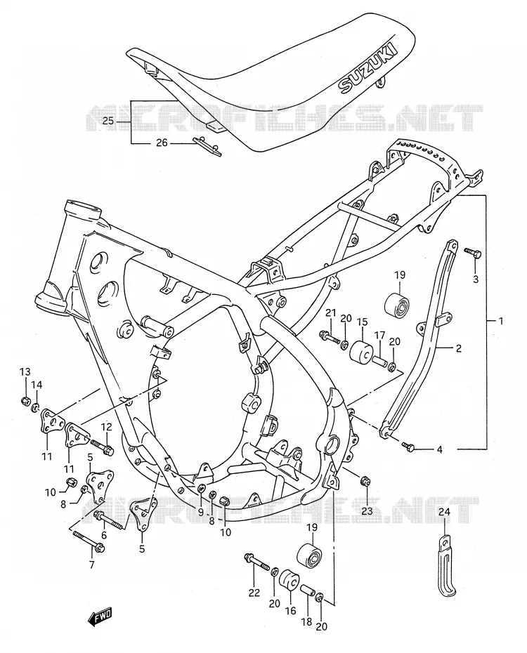CADRE - SELLE Suzuki MOTO 250 RM 1991  RM250M(E28)