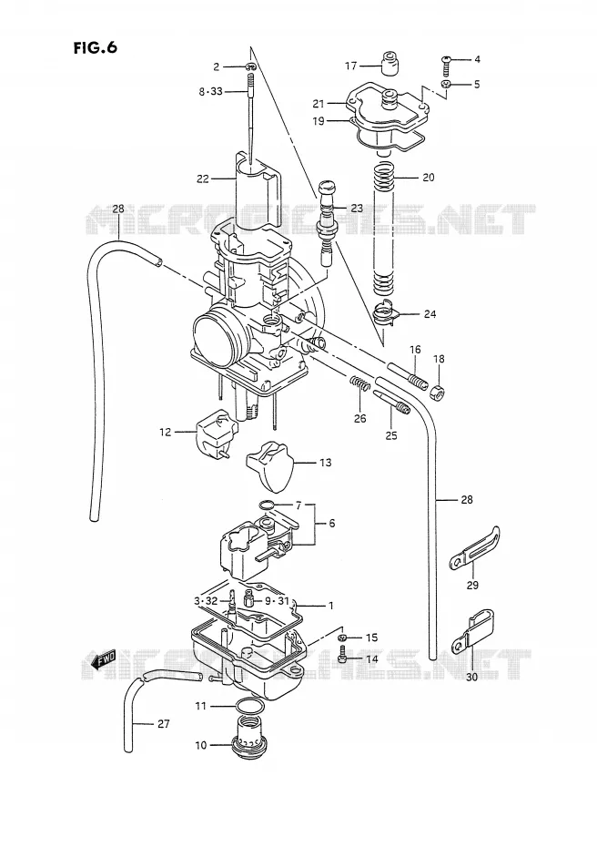 CARBURATEUR (MODELE N/P) Suzuki MOTO 125 RM 1995  RM125S(E2)