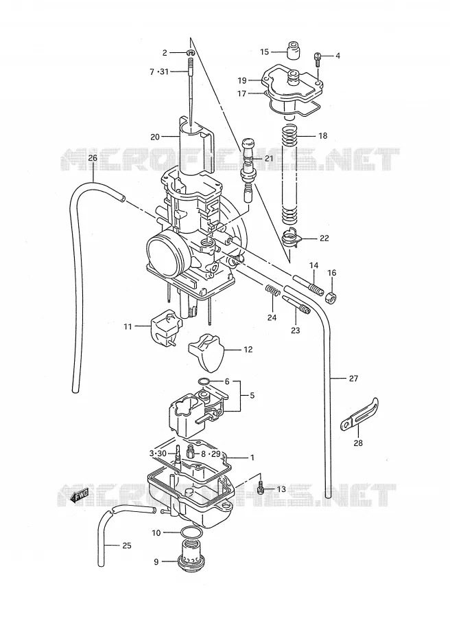CARBURATEUR Suzuki MOTO 250 RM 1990  RM250L(E28)