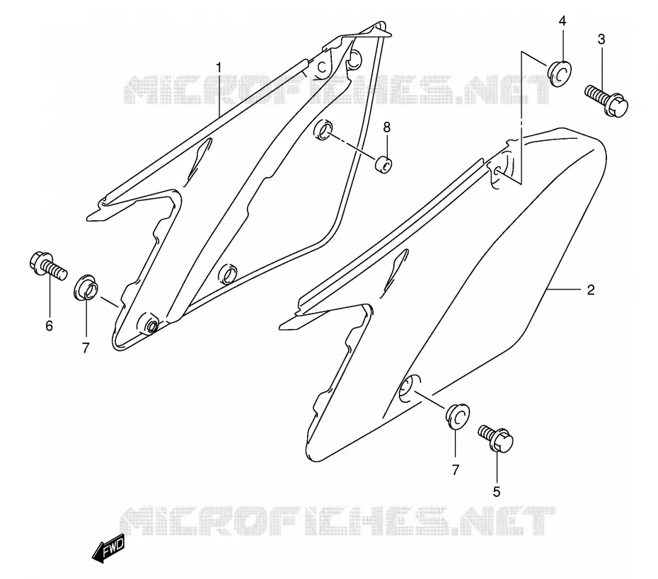 CARENAGES ARRIERE  (MODELE K1/K2) Suzuki MOTO 125 RM 2005  RM125K5(E3/E28)