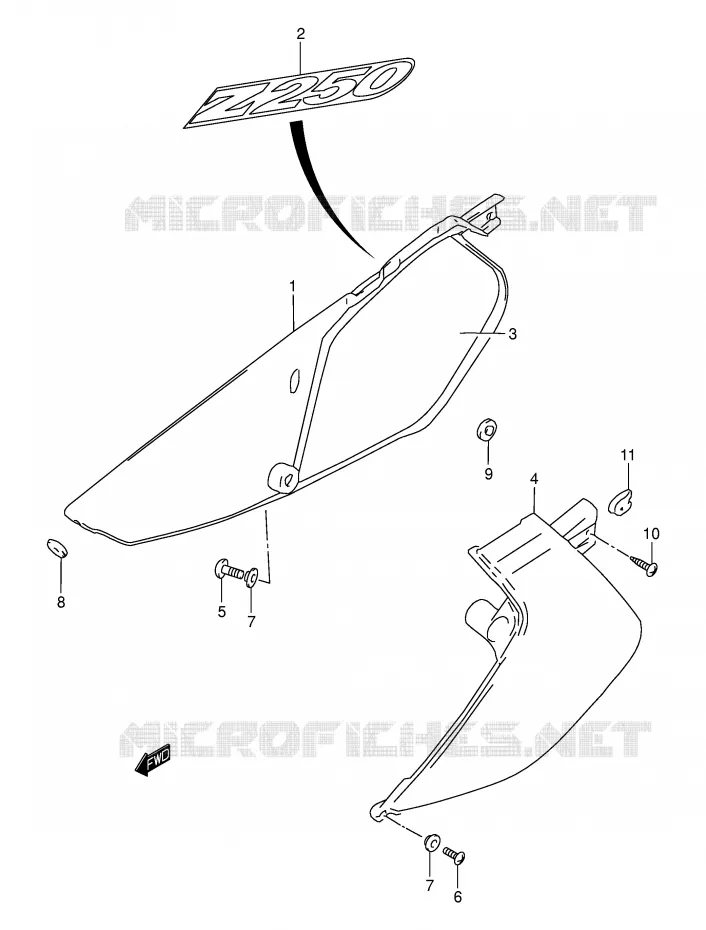 CARENAGES ARRIERE Suzuki MOTO 250 DR-Z 2005  DR-Z250K5(E3/E28)