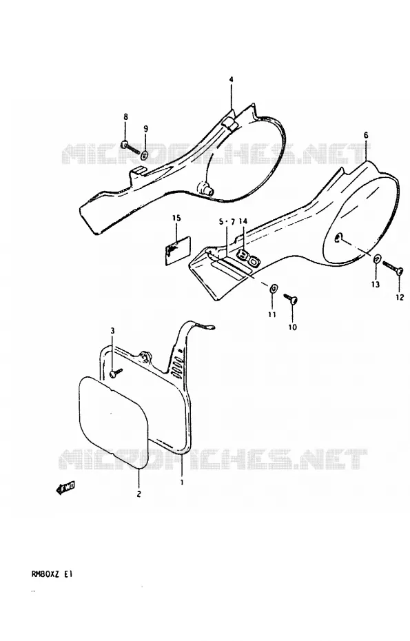 CARENAGES ARRIERE Suzuki MOTO 80 RM 1982  RM80XZ