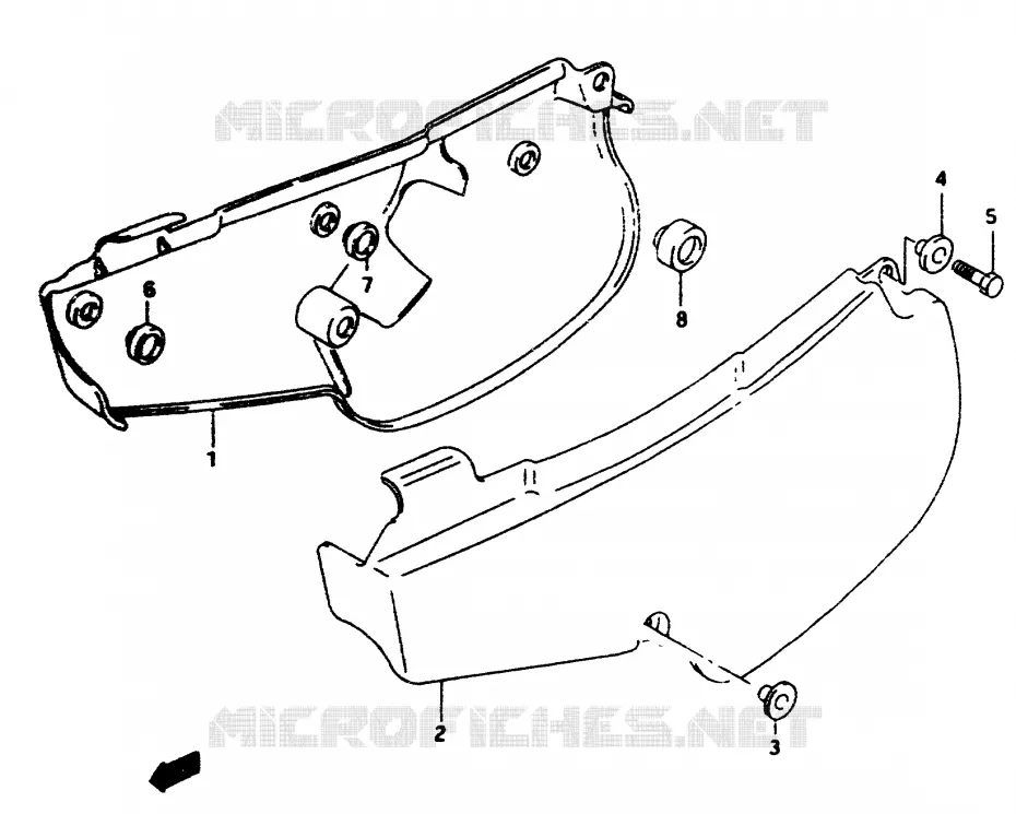 CARENAGES ARRIERE Suzuki MOTO 80 RM 1996  RM80T(T/V)