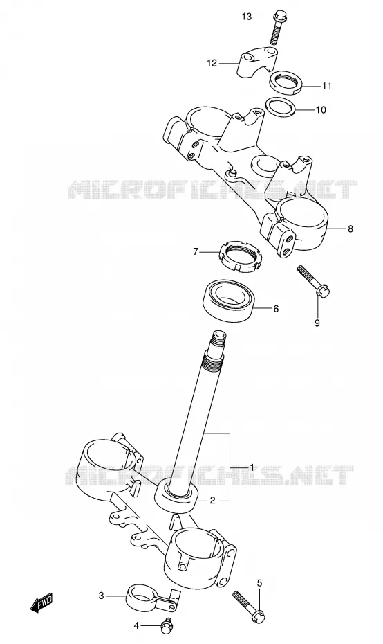 COLONNE DE DIRECTION (MODELE K1) Suzuki MOTO 250 RM 2006  RM250ZK6(E3/E28)