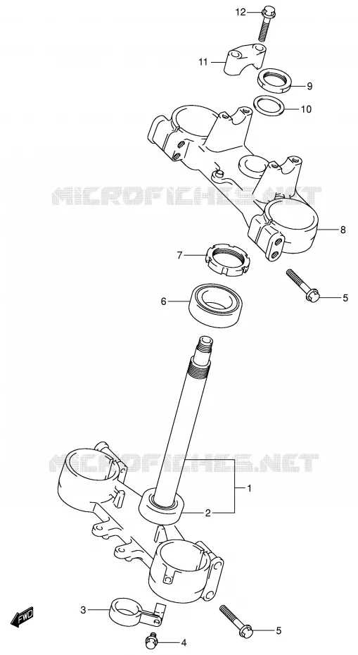COLONNE DE DIRECTION (MODELE K3) Suzuki MOTO 125 RM 2003  RM125K3