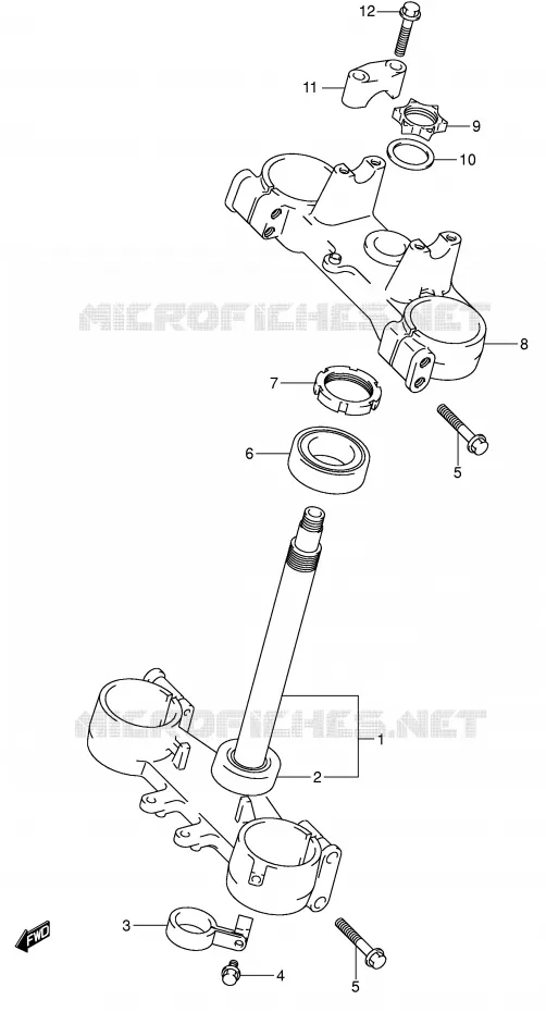 COLONNE DE DIRECTION (MODELE K4) Suzuki MOTO 125 RM 2004  RM125K4
