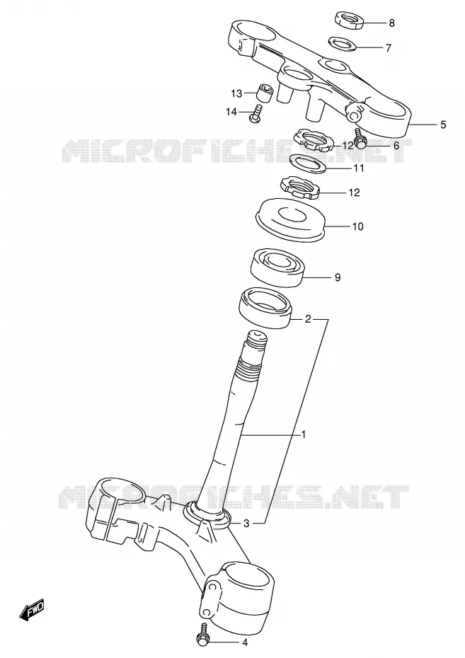 COLONNE DE DIRECTION (MODELE W/X/Y/K1) Suzuki MOTO 1000 TL-S 2001  TL1000SK1(E2)