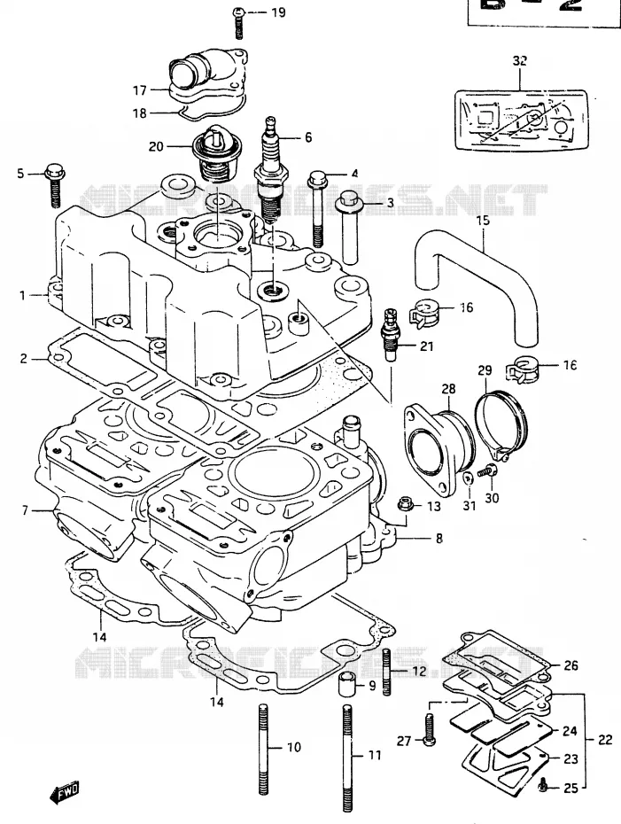 CULASSE Suzuki MOTO 250 RG 1987  RG250FCH(G/H)