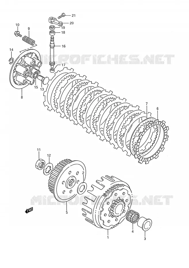 EMBRAYAGE (MODELE K/L/M) Suzuki MOTO 250 RM 1991  RM250M(E28)