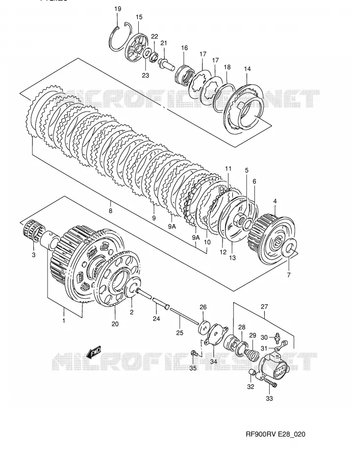EMBRAYAGE (MODELE R) Suzuki MOTO 900 RF 1994  RF900RR(E28)