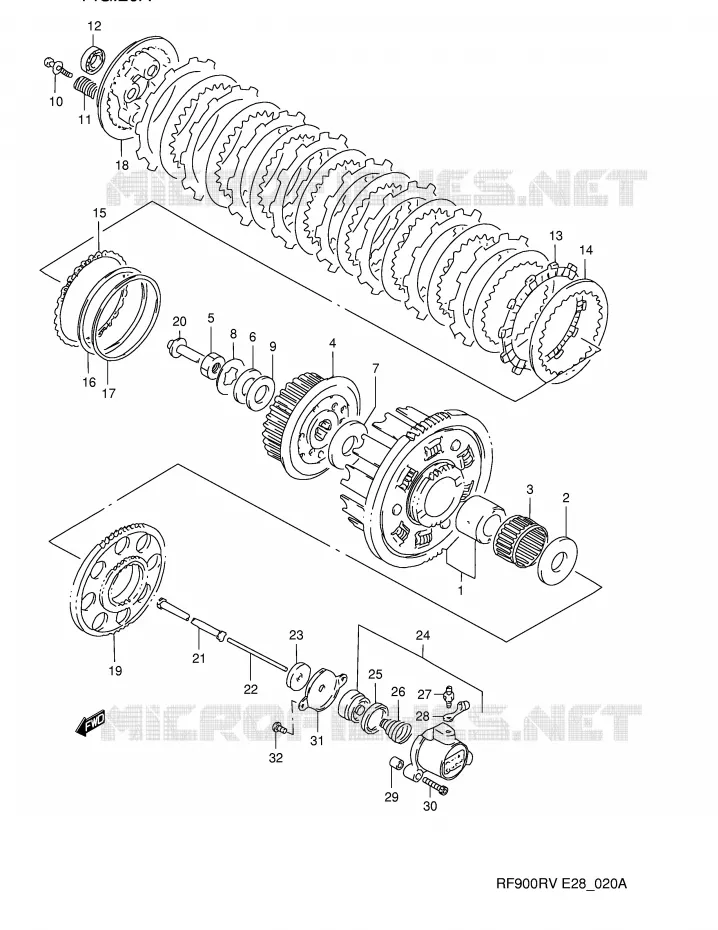 EMBRAYAGE (MODELE S/T/V) Suzuki MOTO 900 RF 1994  RF900RR(E28)