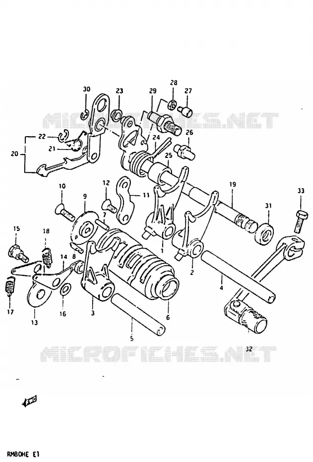 ENSEMBLE DE SELECTION DE VITESSES Suzuki MOTO 80 RM 1983  RM80HD(D/E)