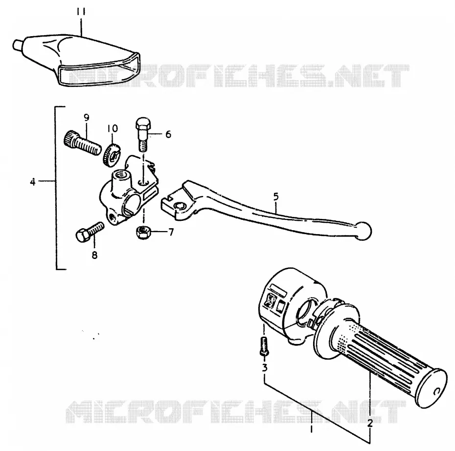 ENSEMBLE LEVIER - COMMODO DROIT Suzuki MOTO 370 SP 1978  SP370C(C/N)