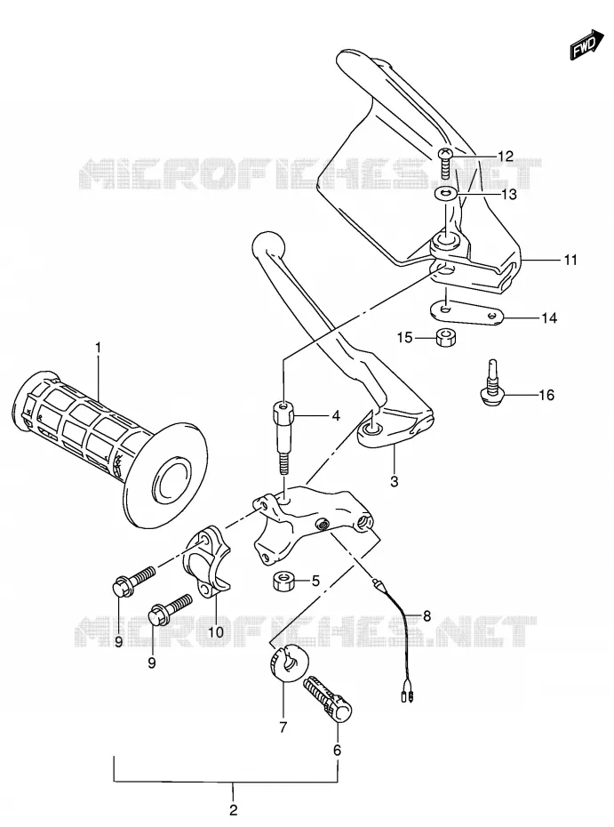 ENSEMBLE LEVIER - POIGNEE GAUCHE Suzuki MOTO 250 DR-Z 2001  DR-Z250K1(E3/E28)