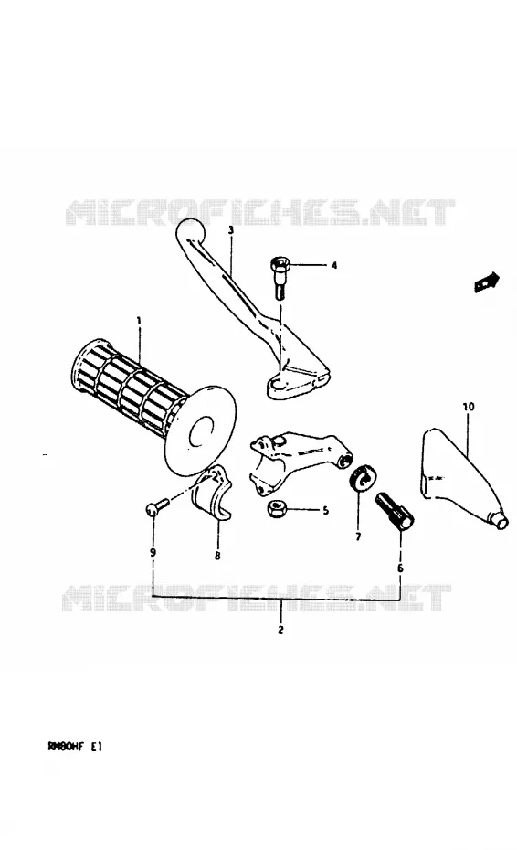ENSEMBLE LEVIER - POIGNEE GAUCHE Suzuki MOTO 80 RM 1985  RM80HF