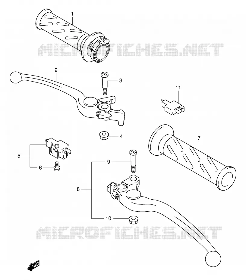 ENSEMBLE LEVIERS - POIGNEES Suzuki MOTO 1000 TL-R 1999  TL1000RX(E2)